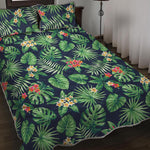 Hawaiian Tropical Leaves Pattern Print Quilt Bed Set