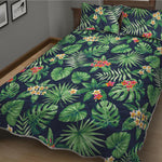 Hawaiian Tropical Leaves Pattern Print Quilt Bed Set