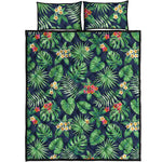 Hawaiian Tropical Leaves Pattern Print Quilt Bed Set