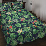 Hawaiian Tropical Leaves Pattern Print Quilt Bed Set