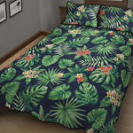 Hawaiian Tropical Leaves Pattern Print Quilt Bed Set