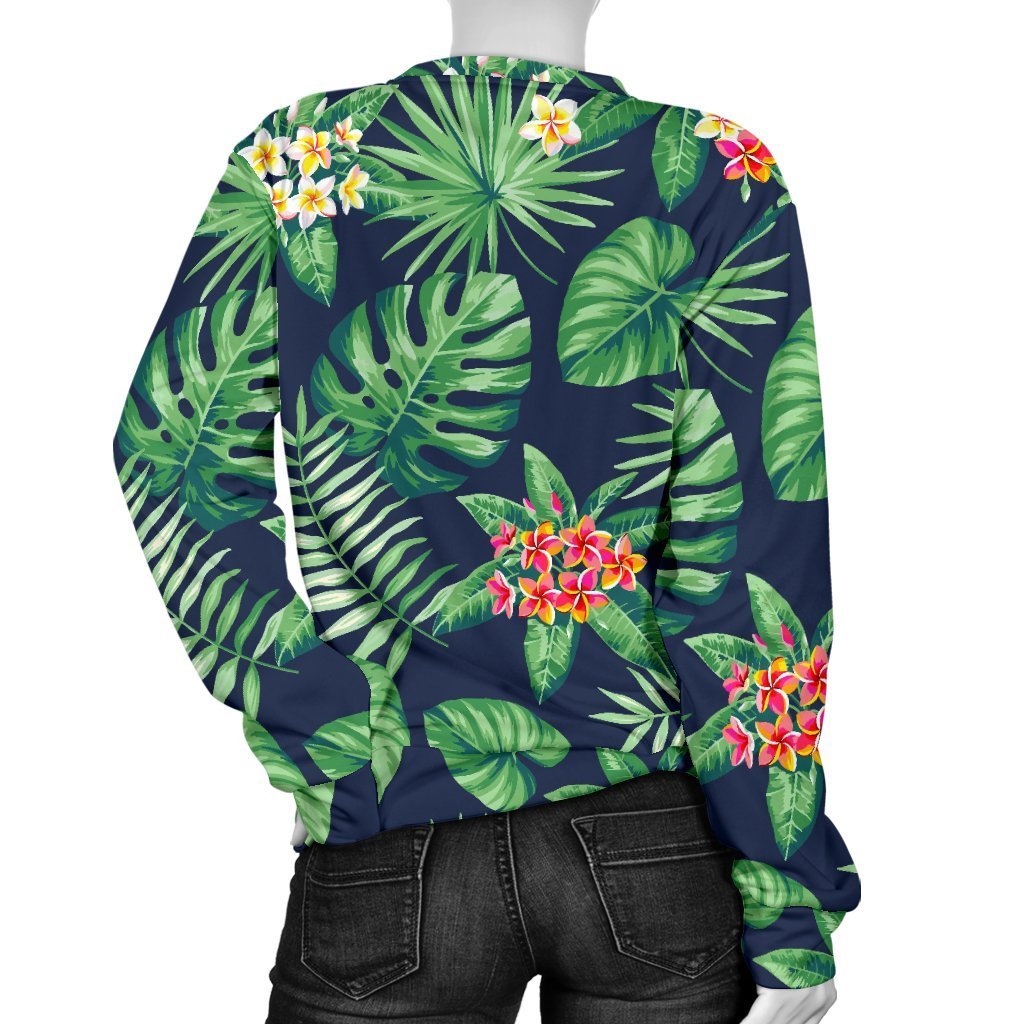 Hawaiian Tropical Leaves Pattern Print Women's Crewneck Sweatshirt GearFrost