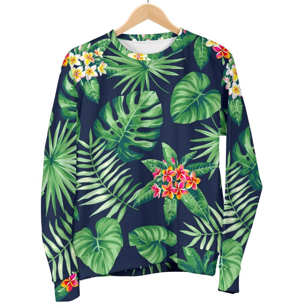 Hawaiian Tropical Leaves Pattern Print Women's Crewneck Sweatshirt GearFrost