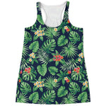 Hawaiian Tropical Leaves Pattern Print Women's Racerback Tank Top