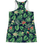 Hawaiian Tropical Leaves Pattern Print Women's Racerback Tank Top