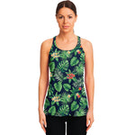 Hawaiian Tropical Leaves Pattern Print Women's Racerback Tank Top