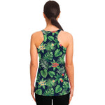 Hawaiian Tropical Leaves Pattern Print Women's Racerback Tank Top