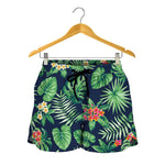 Hawaiian Tropical Leaves Pattern Print Women's Shorts