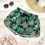 Hawaiian Tropical Leaves Pattern Print Women's Shorts