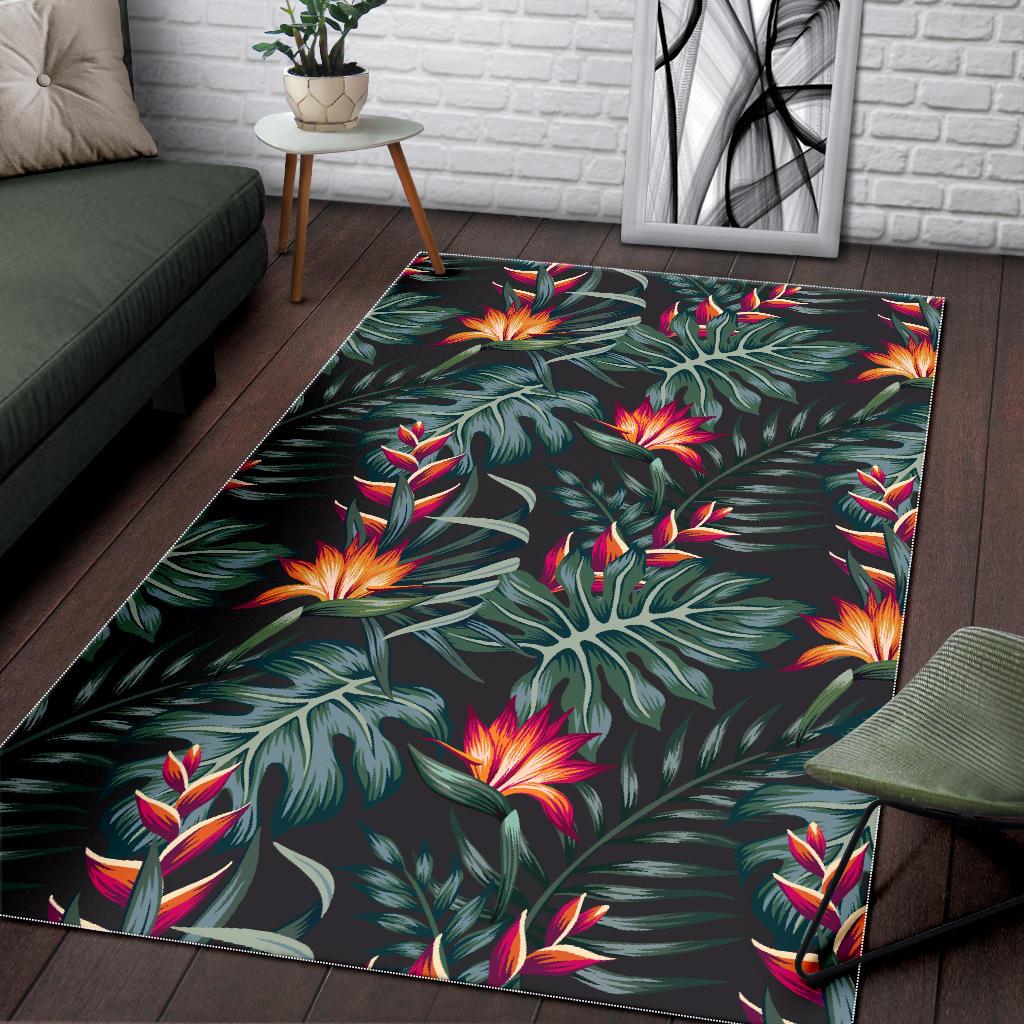 Hawaiian Tropical Plants Pattern Print Area Rug GearFrost