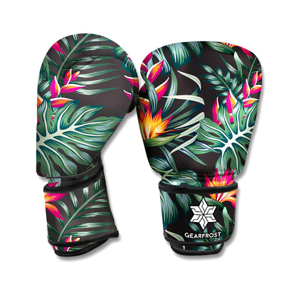 Hawaiian Tropical Plants Pattern Print Boxing Gloves