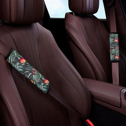 Hawaiian Tropical Plants Pattern Print Car Seat Belt Covers