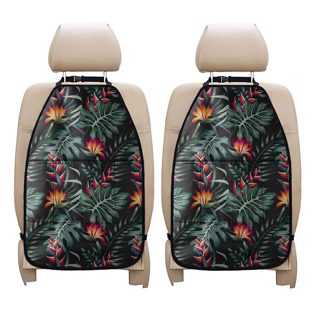 Hawaiian Tropical Plants Pattern Print Car Seat Organizers