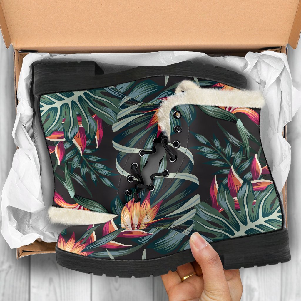 Hawaiian Tropical Plants Pattern Print Comfy Boots GearFrost