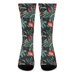 Hawaiian Tropical Plants Pattern Print Crew Socks