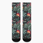 Hawaiian Tropical Plants Pattern Print Crew Socks