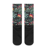 Hawaiian Tropical Plants Pattern Print Crew Socks