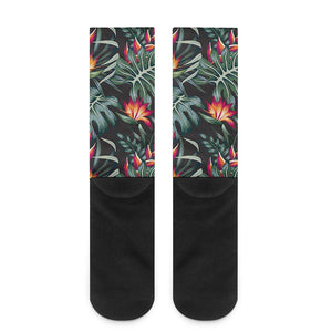 Hawaiian Tropical Plants Pattern Print Crew Socks