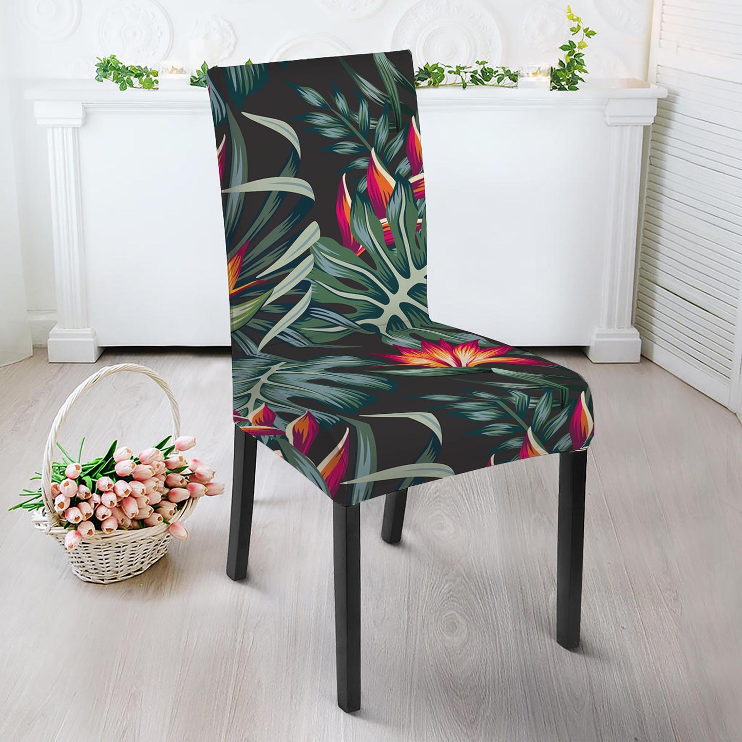 Hawaiian Tropical Plants Pattern Print Dining Chair Slipcover