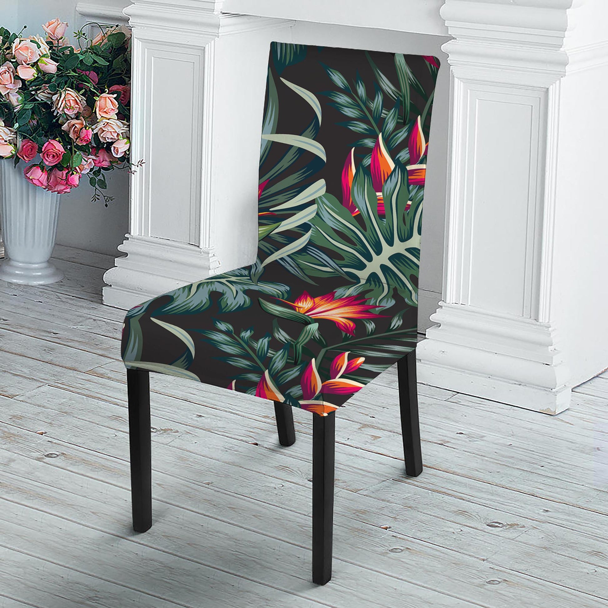 Hawaiian Tropical Plants Pattern Print Dining Chair Slipcover
