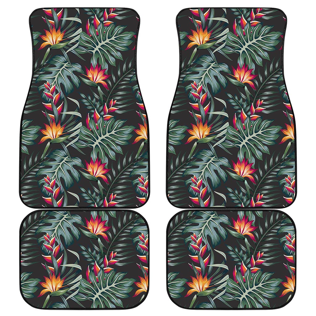 Hawaiian Tropical Plants Pattern Print Front and Back Car Floor Mats