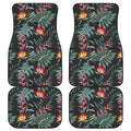 Hawaiian Tropical Plants Pattern Print Front and Back Car Floor Mats