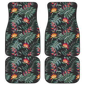 Hawaiian Tropical Plants Pattern Print Front and Back Car Floor Mats