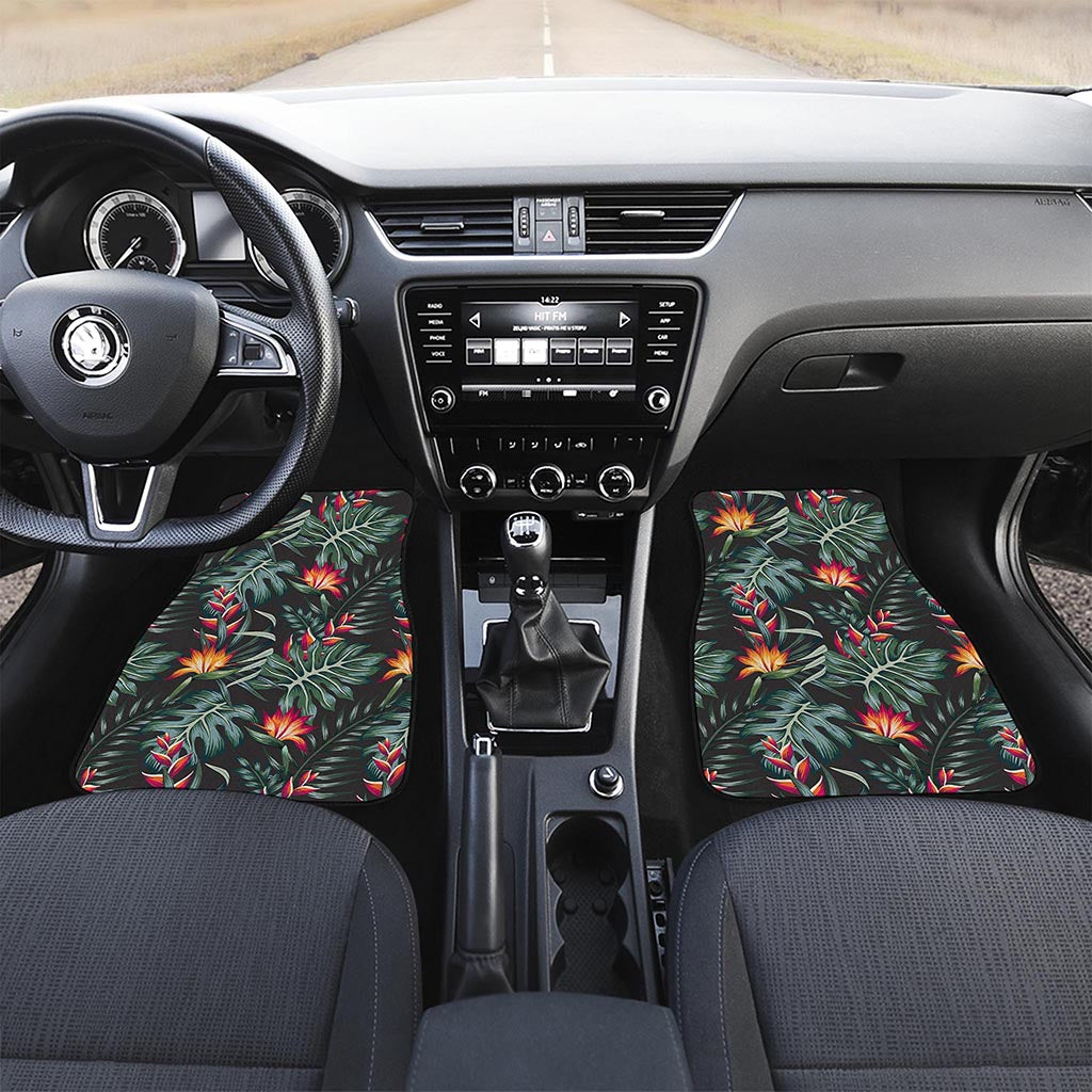 Hawaiian Tropical Plants Pattern Print Front and Back Car Floor Mats