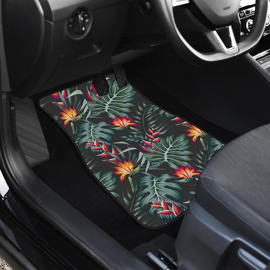 Hawaiian Tropical Plants Pattern Print Front and Back Car Floor Mats