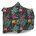 Hawaiian Tropical Plants Pattern Print Hooded Blanket
