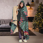 Hawaiian Tropical Plants Pattern Print Hooded Blanket