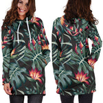 Hawaiian Tropical Plants Pattern Print Hoodie Dress GearFrost