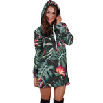 Hawaiian Tropical Plants Pattern Print Hoodie Dress GearFrost