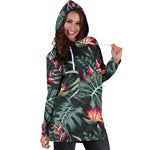 Hawaiian Tropical Plants Pattern Print Hoodie Dress GearFrost