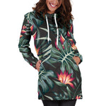 Hawaiian Tropical Plants Pattern Print Hoodie Dress GearFrost