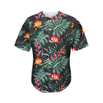 Hawaiian Tropical Plants Pattern Print Men's Baseball Jersey