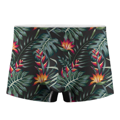 Hawaiian Tropical Plants Pattern Print Men's Boxer Briefs
