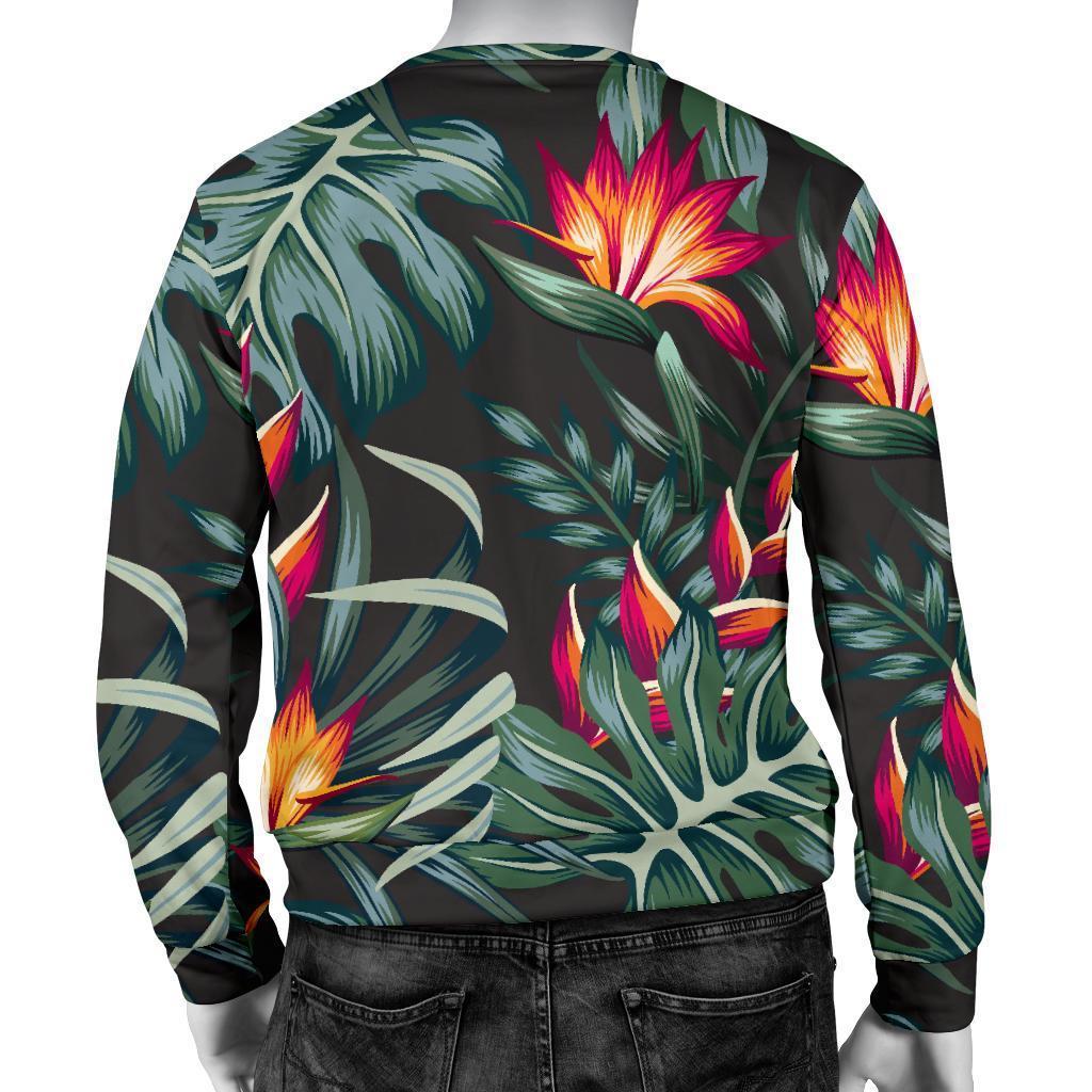 Hawaiian Tropical Plants Pattern Print Men's Crewneck Sweatshirt GearFrost