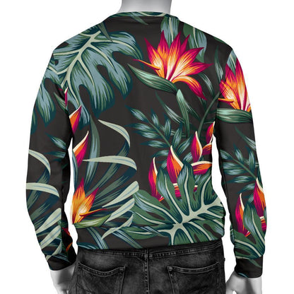 Hawaiian Tropical Plants Pattern Print Men's Crewneck Sweatshirt GearFrost