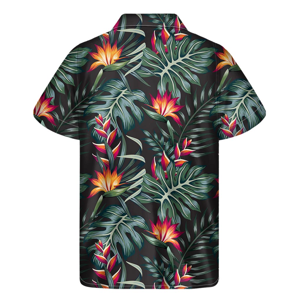 Hawaiian Tropical Plants Pattern Print Men's Short Sleeve Shirt