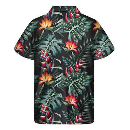 Hawaiian Tropical Plants Pattern Print Men's Short Sleeve Shirt