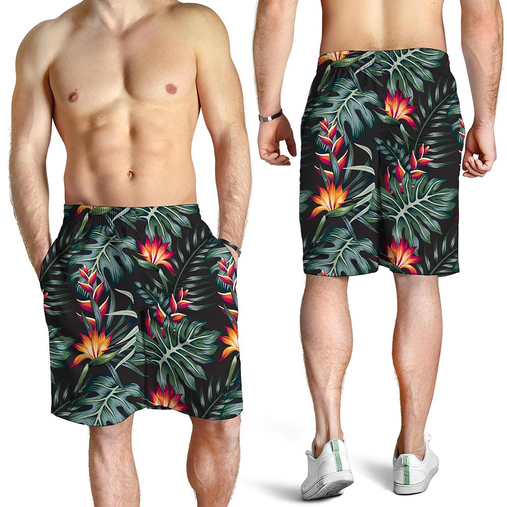 Hawaiian Tropical Plants Pattern Print Men's Shorts
