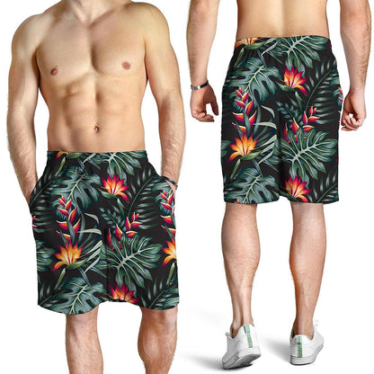 Hawaiian Tropical Plants Pattern Print Men's Shorts
