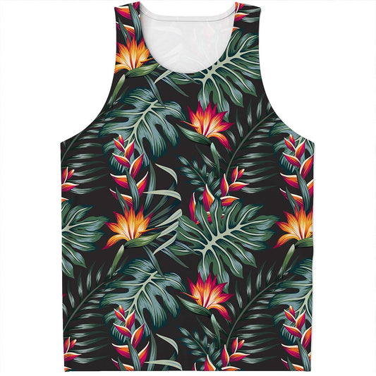 Hawaiian Tropical Plants Pattern Print Men's Tank Top