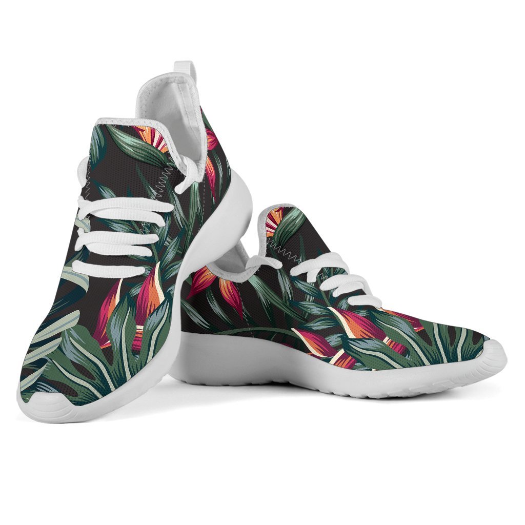 Hawaiian Tropical Plants Pattern Print Mesh Knit Shoes GearFrost