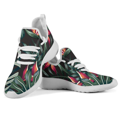 Hawaiian Tropical Plants Pattern Print Mesh Knit Shoes GearFrost