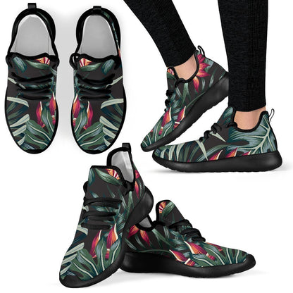 Hawaiian Tropical Plants Pattern Print Mesh Knit Shoes GearFrost