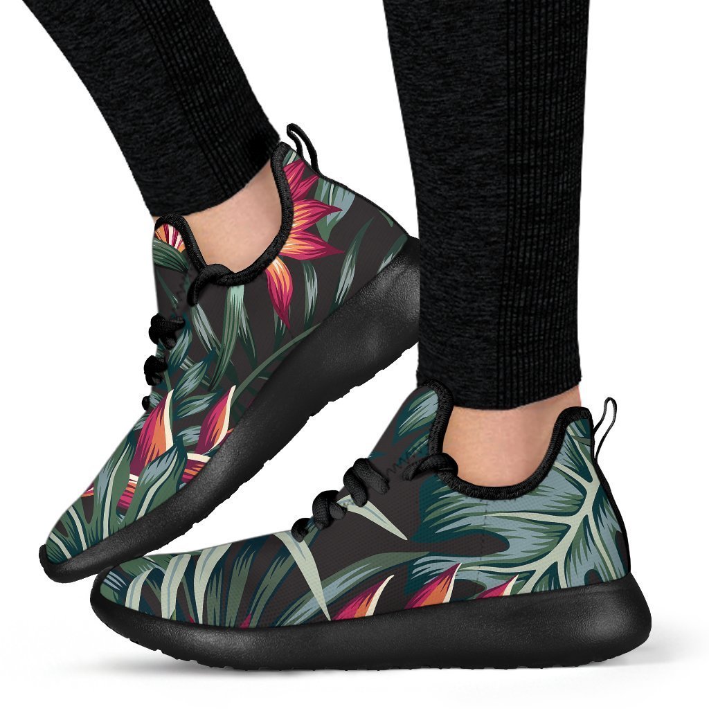 Hawaiian Tropical Plants Pattern Print Mesh Knit Shoes GearFrost