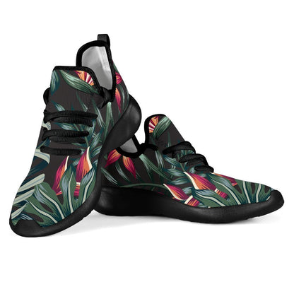 Hawaiian Tropical Plants Pattern Print Mesh Knit Shoes GearFrost