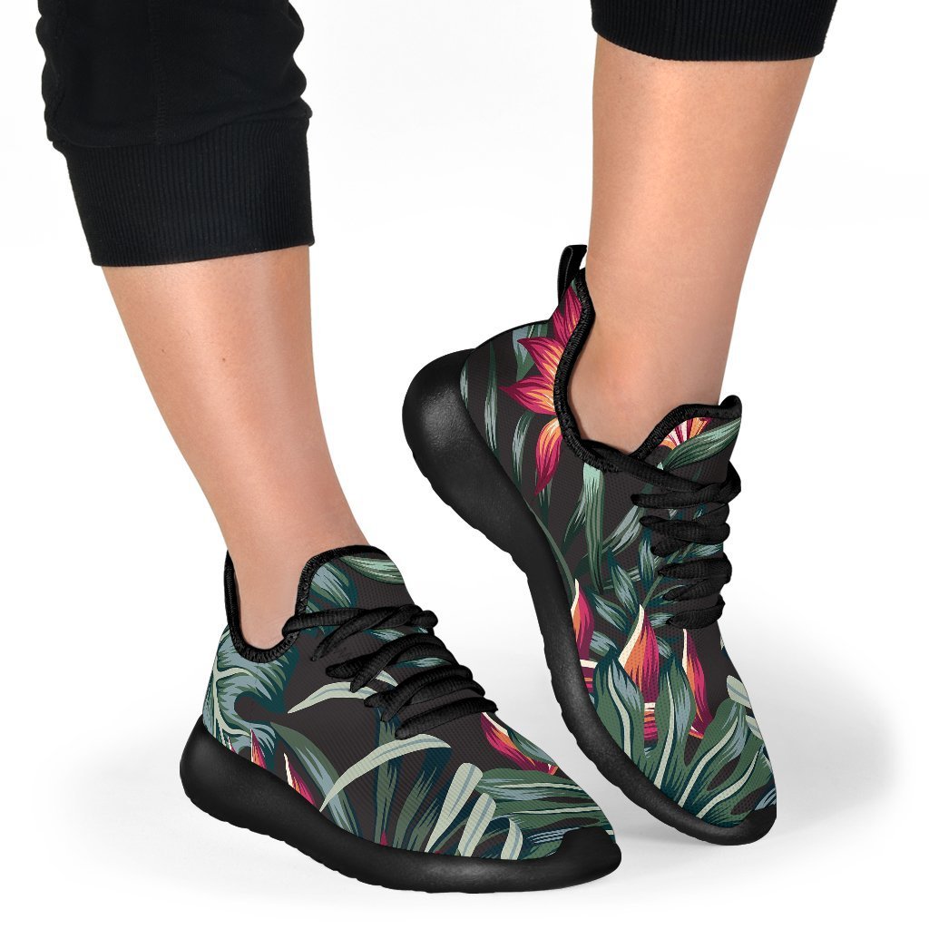 Hawaiian Tropical Plants Pattern Print Mesh Knit Shoes GearFrost